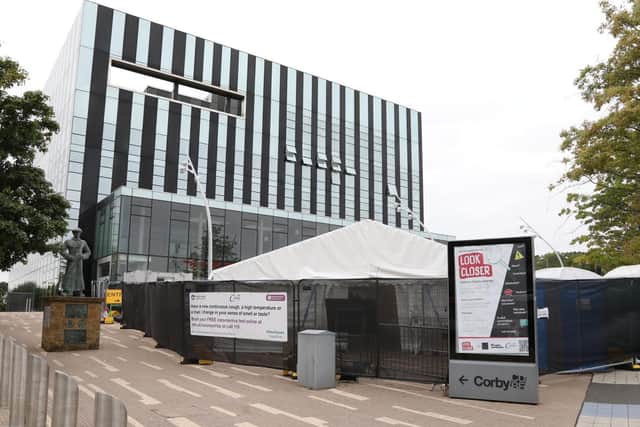 The coronavirus testing centre in Corby