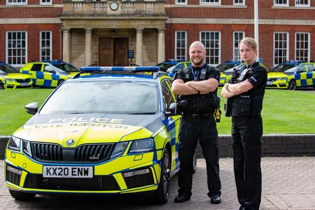Andy Norman and Jess Bradbrook are two of the crack team who will be behind the wheel of the Police Interceptors. Photo: Northamptonshire Police