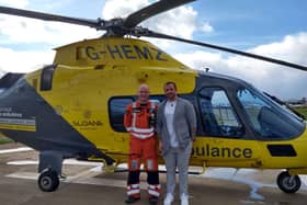 Andre with critical care paramedic Max Beasley at WNAA's base at Coventry Airport