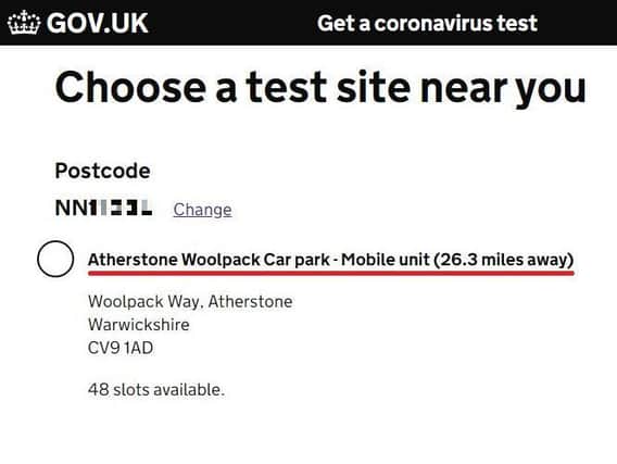Residents have reported being unable to book Covid tests. One resident provided this screenshot that he was advised to drive 26 miles to Atherstone.