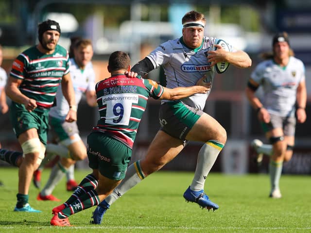 Paul Hill scored an eye-catching try for Saints at Welford Road