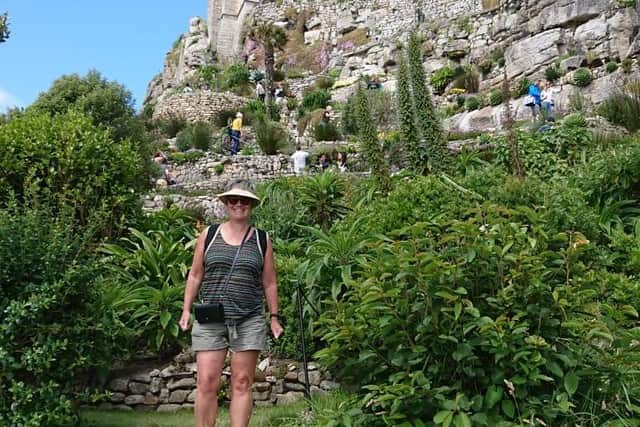 Deborah at St Michael's Mount in Cornwall, one of her 60 things