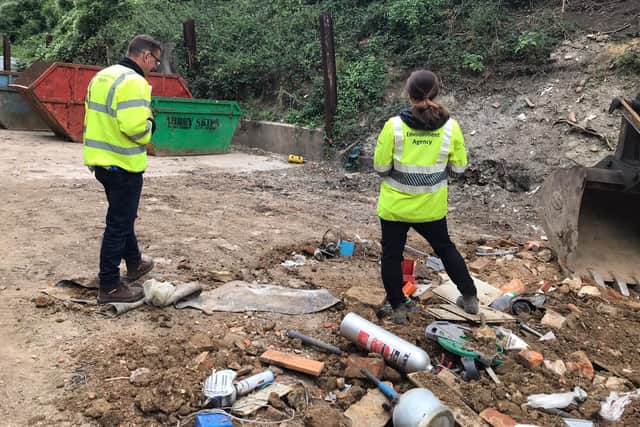 Environment Agency workers on the site