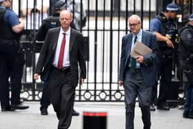 Prof Chris Whitty and Sir Patrick Vallance arrive at Downing Street this morning. Photo: Getty Images
