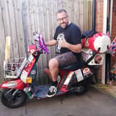 Alan on his 1980s Honda Vision which he is riding to Skegness