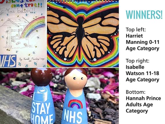 Harriet and Isabelle from Kettering won their age categories in the NHFT art competition