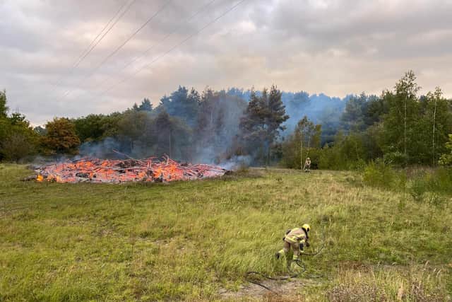 It has been tricky for firefighters to fight the blaze at an isolated spot in Corby