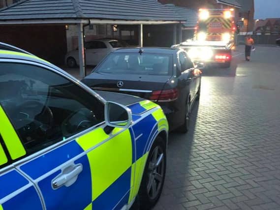 Officers from the Rural Crime Team seized the stolen Mercedes last night. Photo: Northamptonshire Police
