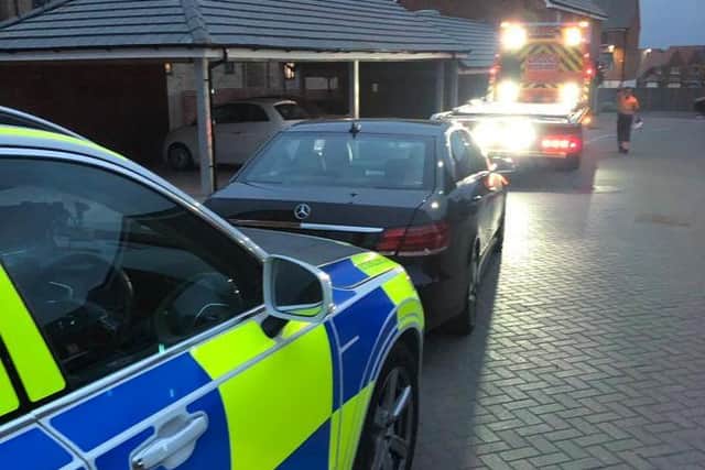 Officers from the Rural Crime Team seized the stolen Mercedes last night. Photo: Northamptonshire Police