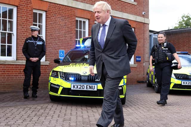 Mr Johnson dropped in on Northamptonshire Police at their Wootton Hall Park HQ on Thursday