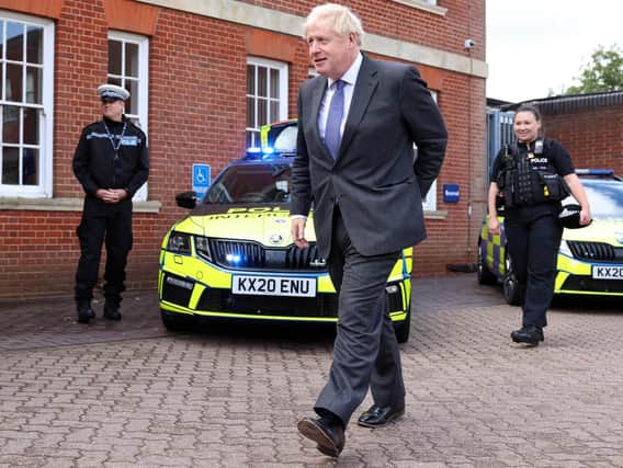 Mr Johnson dropped in on Northamptonshire Police at their Wootton Hall Park HQ on Thursday