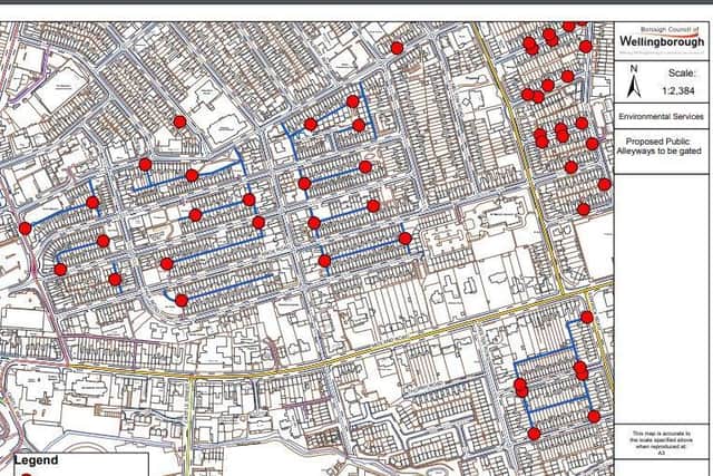 Map showing the alleyways
