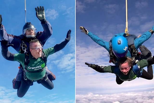 The couple during the skydive.