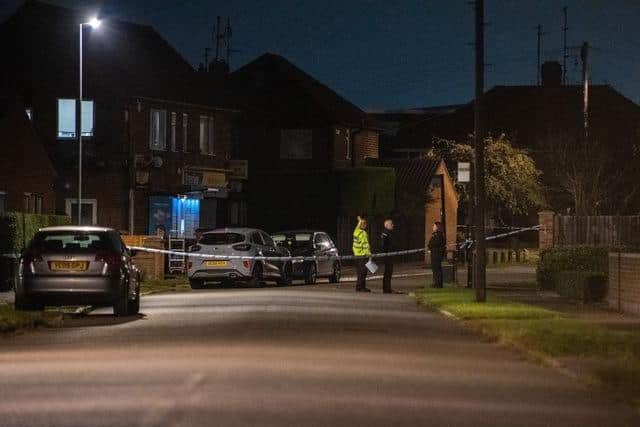 Police at the scene last night. Picture by J.C.M Photography