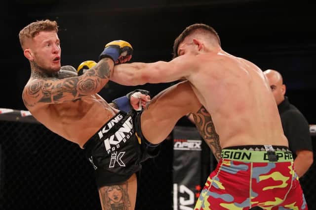 Jordan Vucenic in action during his victory over Steve Aimable. Picture by Dolly Clew, Cage Warriors