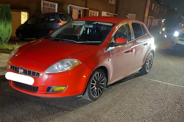 Police seized a red Fiat Punto following last night's incident in Kings Heath. Photo: Northamptonshire ARV