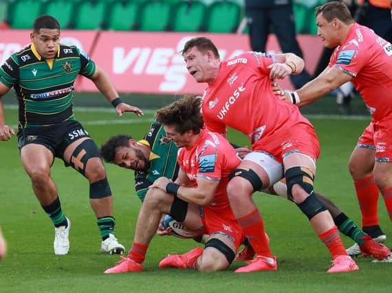 Courtney Lawes landed awkwardly during Tuesday's game at Franklin's Gardens