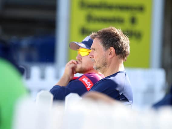 David Ripley watches on as his Steelbacks batsmen struggle against Gloucestershire (Pictures: Peter Short)