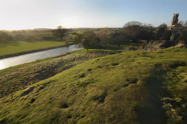 Fotheringhay Castle is in ruins now. This mound is where it once stood.
