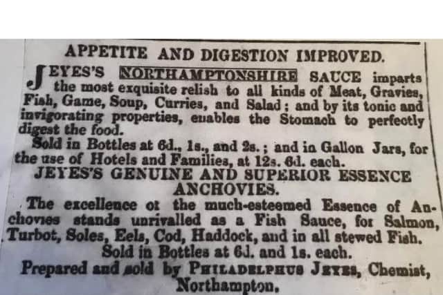 The advert for 'Jeyes's Northamptonshire Sauce' from 1852