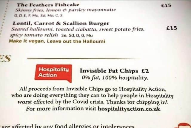 The menu option for the charity-helping Invisible Chips.