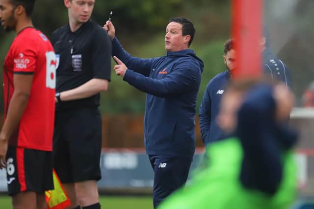 Paul Cox is now focusing on Kettering Town's first game of the National League North season at Gloucester City after his side enjoyed a winning start in the FA Cup. Picture by Peter Short