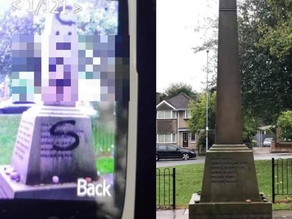 An expletive was sprayed over the Corby war memorial