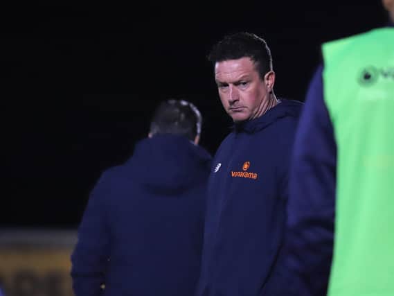 Paul Cox shows his disappointment during Kettering Town's 3-1 defeat at Gloucester City. Pictures by Peter Short
