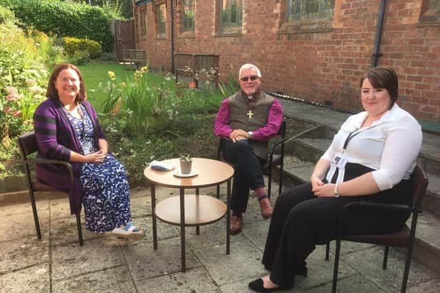 C2C Social Action has recently opened a women's centre in Kettering. (L-R) Centre manager Michelle Shaw, patron Bishop Andrew Proud and trustee Sam Bignall