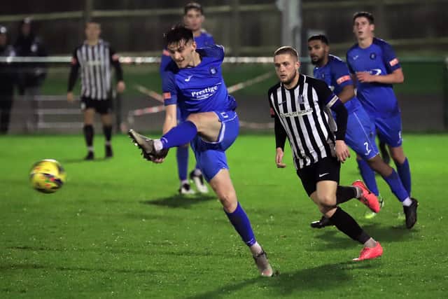 Action from the Steelmen's 2-0 loss at AFC Dunstable