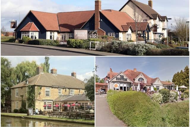 Three of Marston's pubs in Northamptonshire. (Clockwise from top) Harpers Brook in Corby, Sunnyside in Northampton (Photo: Google) and The Navigation in Stoke Bruerne