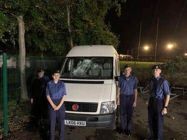 Kettering Sea Cadets with their damaged van