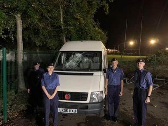 Kettering Sea Cadets with their damaged van