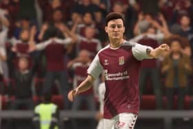 Pictured: Cobblers player, Scott Pollock, from the FIFA video game Northamptonshire students are invited to compete in.