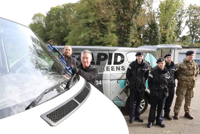 Lee and Steve from Rapid Windscreens with the Sea and Royal Marine Cadets