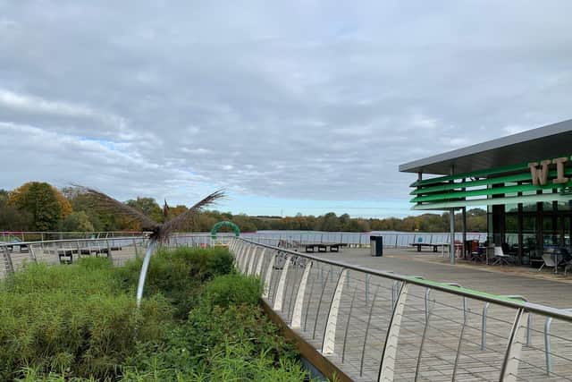 Looking out over the water at Rushden Lakes