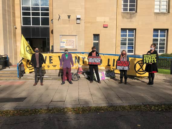 Protesters outside Northampton Magistrate's Court today (October 22).