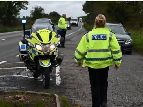 Police carry out checks near Oundle on the first day of Operation Connect. Photo: Northamptonshire Police