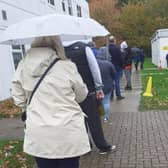 The queue at Corby path lab