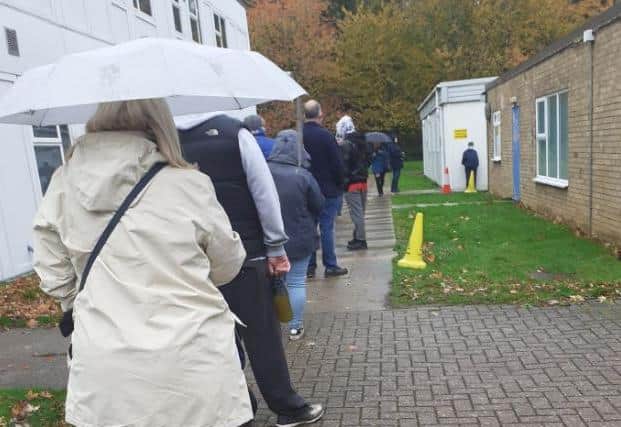 The queue at Corby path lab