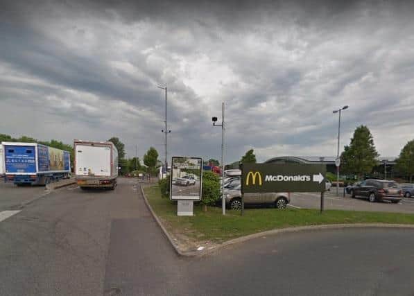 The five illegal immigrants cut their way out of a lorry at Rothersthorpe services northbound yesterday (29 October).