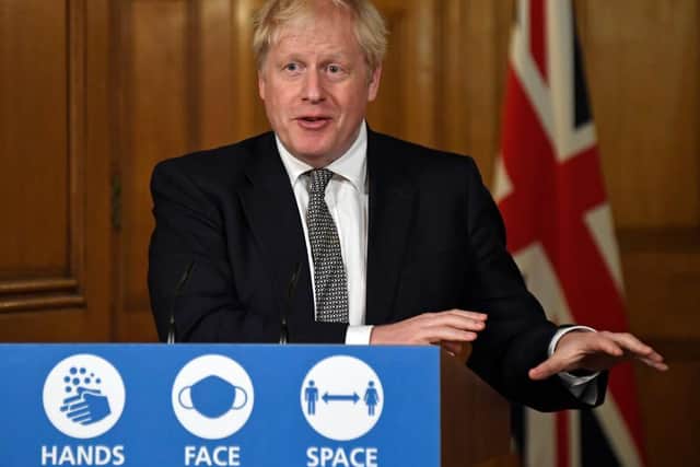 Boris Johnson makes his lockdown announcement on Saturday night. Photo: Getty Images
