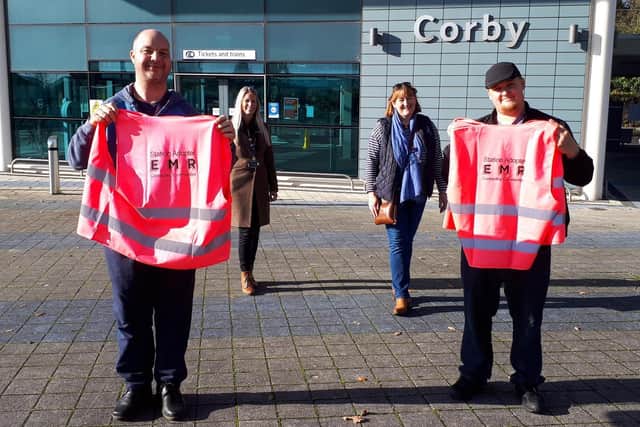 L-r Donald Oliver, Donna Adams (EMR community engagement manager), Alexa Stott (EMR community ambassador) and Matt Clipston