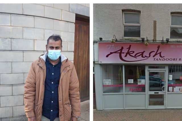 Uddin, pictured outside Northampton Crown Court, owns Akash in Wellingborough