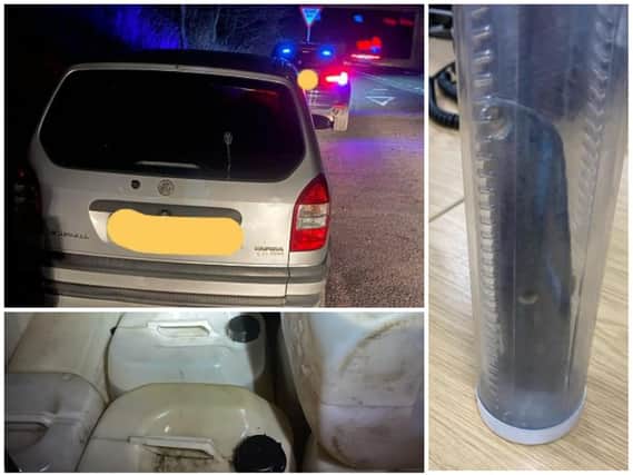Officers found fuel and a syphon after tracking down the Zafira on Thursday night. Photo: @NorthantsARV