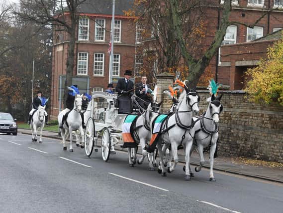 A horse and carriage in Bowling Green Road this morning.