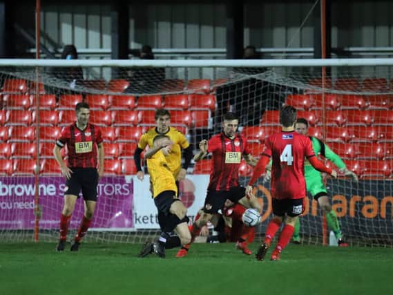 Action from Kettering Town's 1-0 defeat to Southport last week. Picture by Peter Short