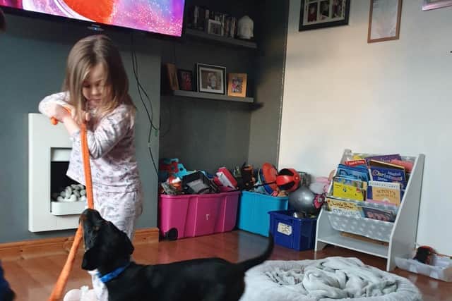 Milly playing with Boss