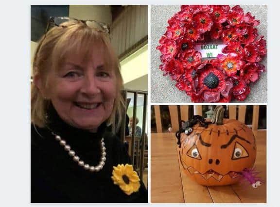Anne Rodwell new County WI chairman with some of the craft activities made by members