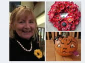 Anne Rodwell new County WI chairman with some of the craft activities made by members